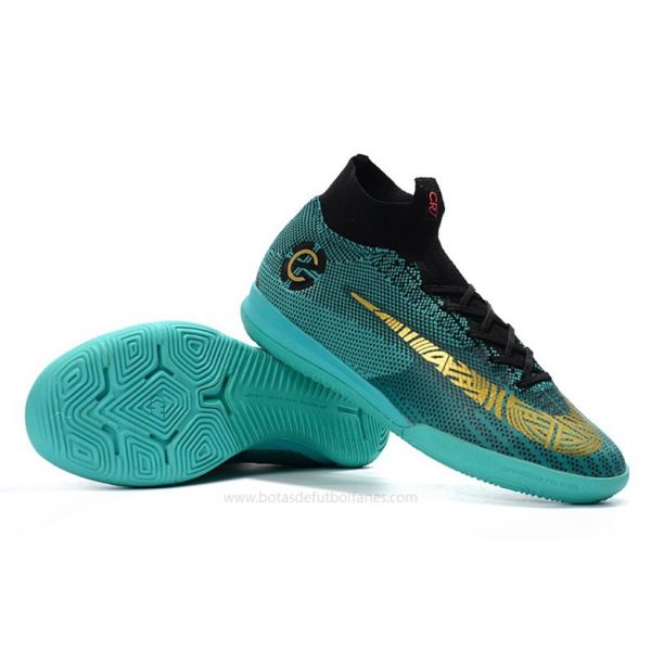 Ronaldo Nike Mercurial SuperflyX VI Elite IC para Mujeres Azul Dorado